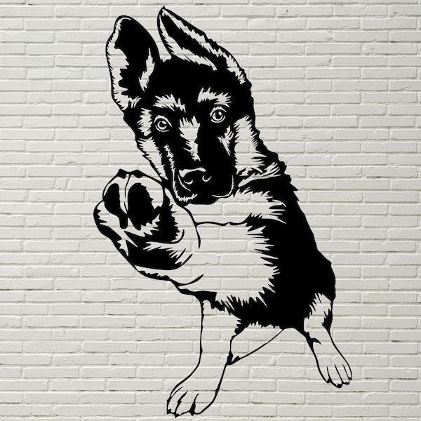 German Shepherd SVG, Puppy svg, Silhouettes dxf, K-9 Dog SVG Files for Cricut, Shepherd clipart, Dog Cut file, animal svg, Printable, vector