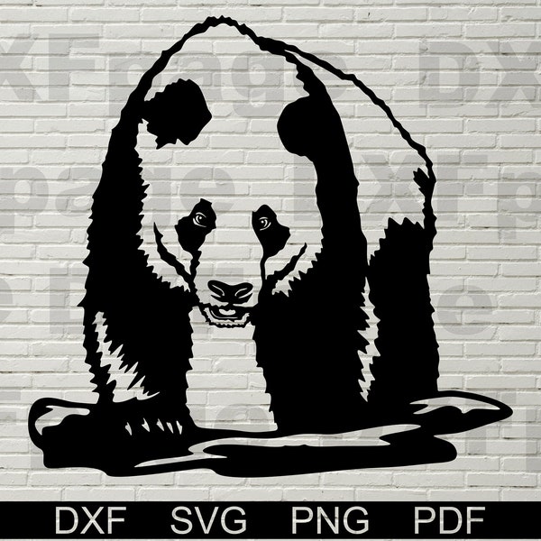 Svg panda, animaux découpés fichier pour laser, dxf pour plasma, panda ours cnc fichier décoration murale, svg pour modèle de décalque de papier découpé Cricut Silhouette Zoo