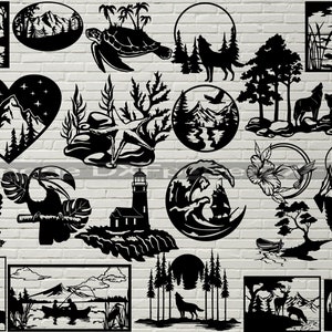 50 file DXF tagliati! SVG per cricut, file dxf per plasma, laser cnc, silhouette dxf, arte parete in legno, stencil fauna selvatica pannello metallico Waterjet