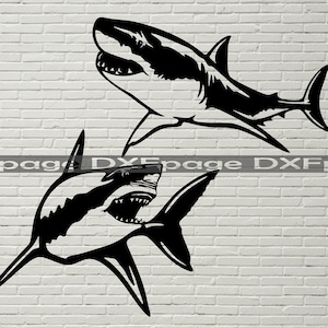 Shark SVG, shark cut file for laser, dxf for plasma, ocean sea cnc file, wall decor, svg for Cricut, Silhouette decal, Shark ClipArt  vinyl