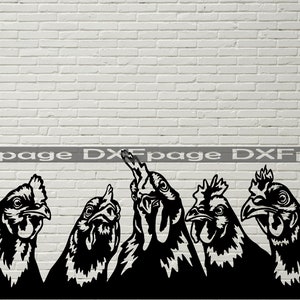 Poulets Peeking SVG dxf, SVG pour Cricut, Clipart de la vie à la ferme, découpe laser, conception de chemise en vinyle, fichier dxf pour plasma, panneau d’art mural en bois métal