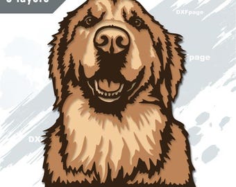 Golden Retriever wielowarstwowy SVG, DXF cięcie laserowe, 3D pies, Warstwowa sklejka pies, Cięcie papieru, cnc, cricut, mandala, Drewniany szablon dekoracyjny