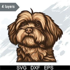 Havanezer hond meerlaagse SVG, DXF lasergesneden, 3D-hond, gelaagde hond multiplex, papier snijden, cnc, cricut, mandala, houten decorsjabloon
