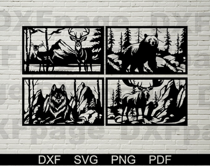 4 Wildlife Panels, DXF Stencil, Svg Cut File, Dxf Files for Plasma ...