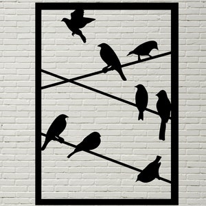 Pássaros em fios svg, Pássaros SVG PDF PNG, arquivo dxf de silhuetas, arquivo cricut, animais, clipart de pássaros, arquivo cortado em vinil, modelo de corte de papel