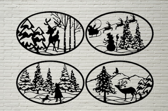 Download Winter Scene Svg Christmas Dxf Cut File Silhouettes Dxf Etsy