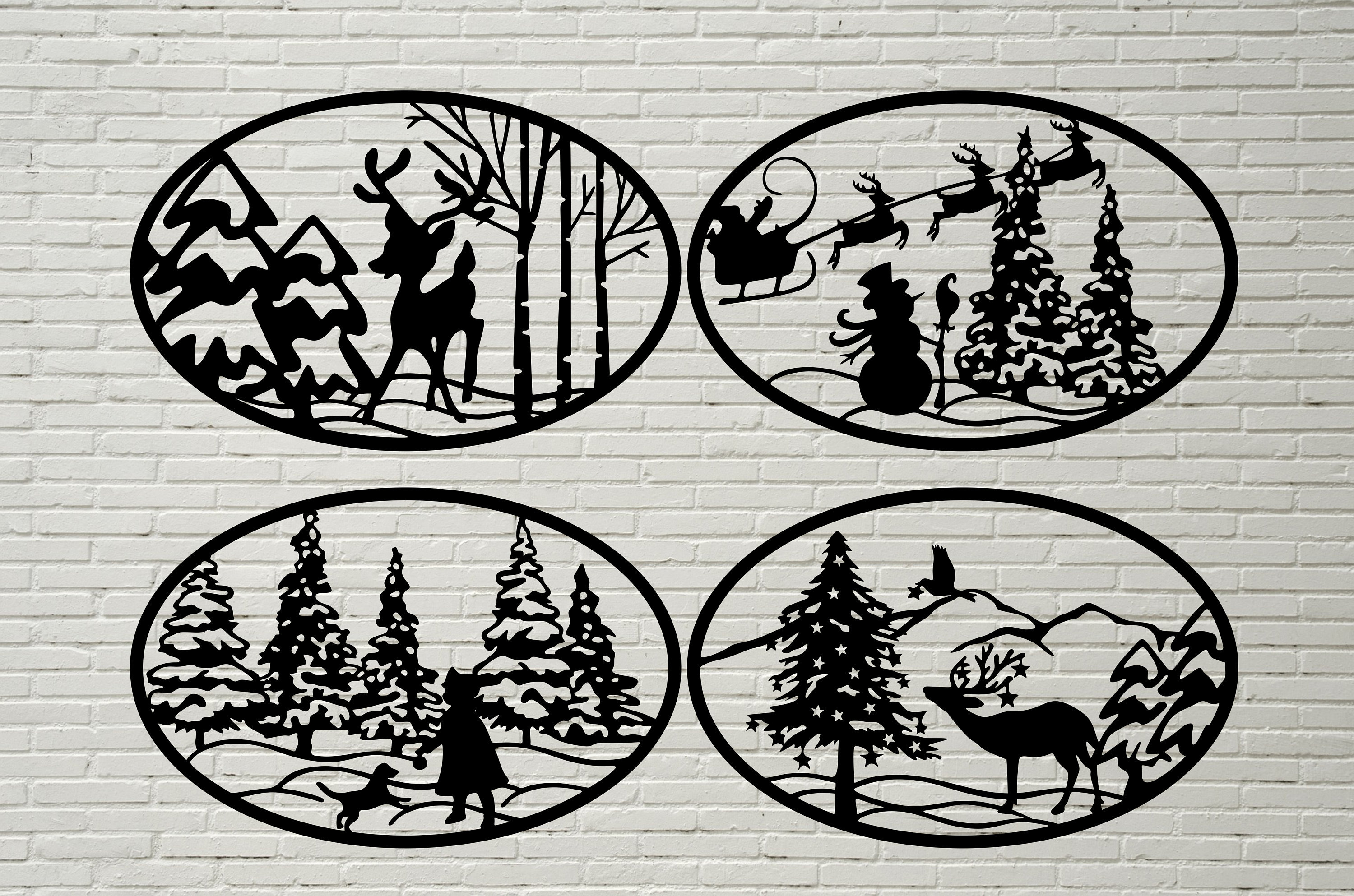 Download Winter Scene Svg Christmas Dxf Cut File Silhouettes Dxf Etsy