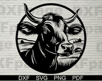 Vache SVG, fichier dxf pour laser, fichier SVG pour Cricut, animal de la ferme signe svg, fichier dxf pour plasma, déco ranch, clipart vache, cadeau d'art mural