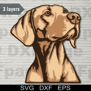 Vizsla Hund Multilayer SVG, DXF 3D Hund, Sperrholz geschnitten Datei, Papierschnitt, Dxf-Datei für Laser-Cnc, Cricut, 3D Mandala Holz Wandkunst