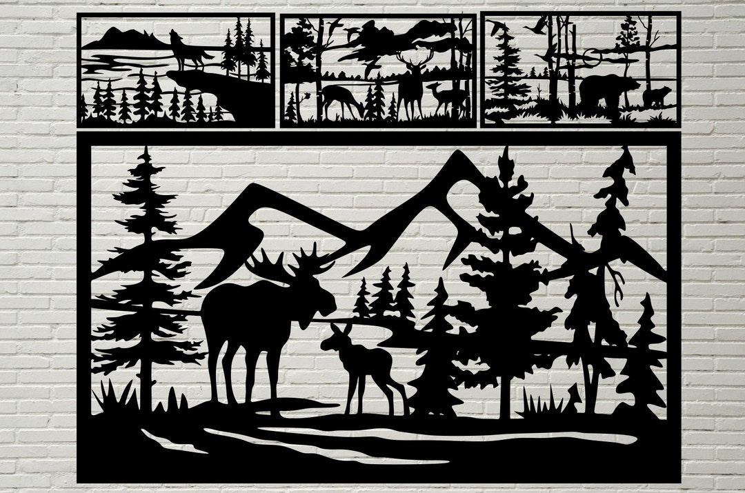 4 Wildlife Panels, DXF Stencil, Svg Cut File, Dxf Files for Plasma ...
