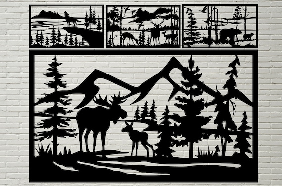 Download 4 Wildlife Panels Dxf Stencil Svg Cut File Dxf Files For Etsy