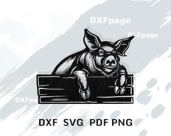 Guckloch Schwein Laser geschnitten SVG, Bauernhof Tier Zaun Dekor DXF, Schwein Schwein Sperrholz Schild, Bauernhaus Garten Design, CNC Fräser, Glowforge, xTool-Datei