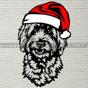 Noël Labradoodle SVG, Silhouettes dxf, chien de Noël SVG pour Cricut, clipart labradoodle, laser Cut fichier, vecteur, conception chemise vinyle
