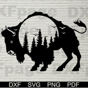 Bison SVG DXF, Animal cut file laser, dxf pour plasma, Buffalo cnc décor mural en bois, svg pour Cricut, Silhouette dxf, faune, Bison américain