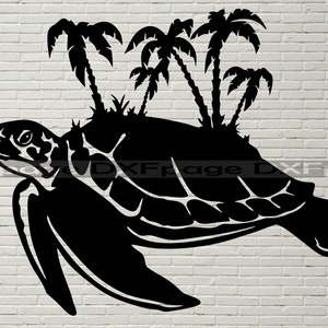 Schildkröte Svg, Meeresschildkröte Svg, Palm Evg, Silhouette Dxf, Cricut Svg, Schildkröte Clipart, Laser geschnitten Datei, Vektor Palm E-Wand-Kunst, Dxf Plasma cnc