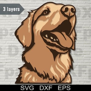 Golden Retriever multilayer SVG, DXF laser cut, 3D dog, Layered Plywood, Paper cutting, cnc, cricut, mandala, Wooden Decor Template