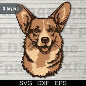 Perro Corgi multicapa SVG, DXF cortado a láser, perro 3D, madera contrachapada en capas, corte de papel, CNC, Cricut, mandala, plantilla de decoración de madera