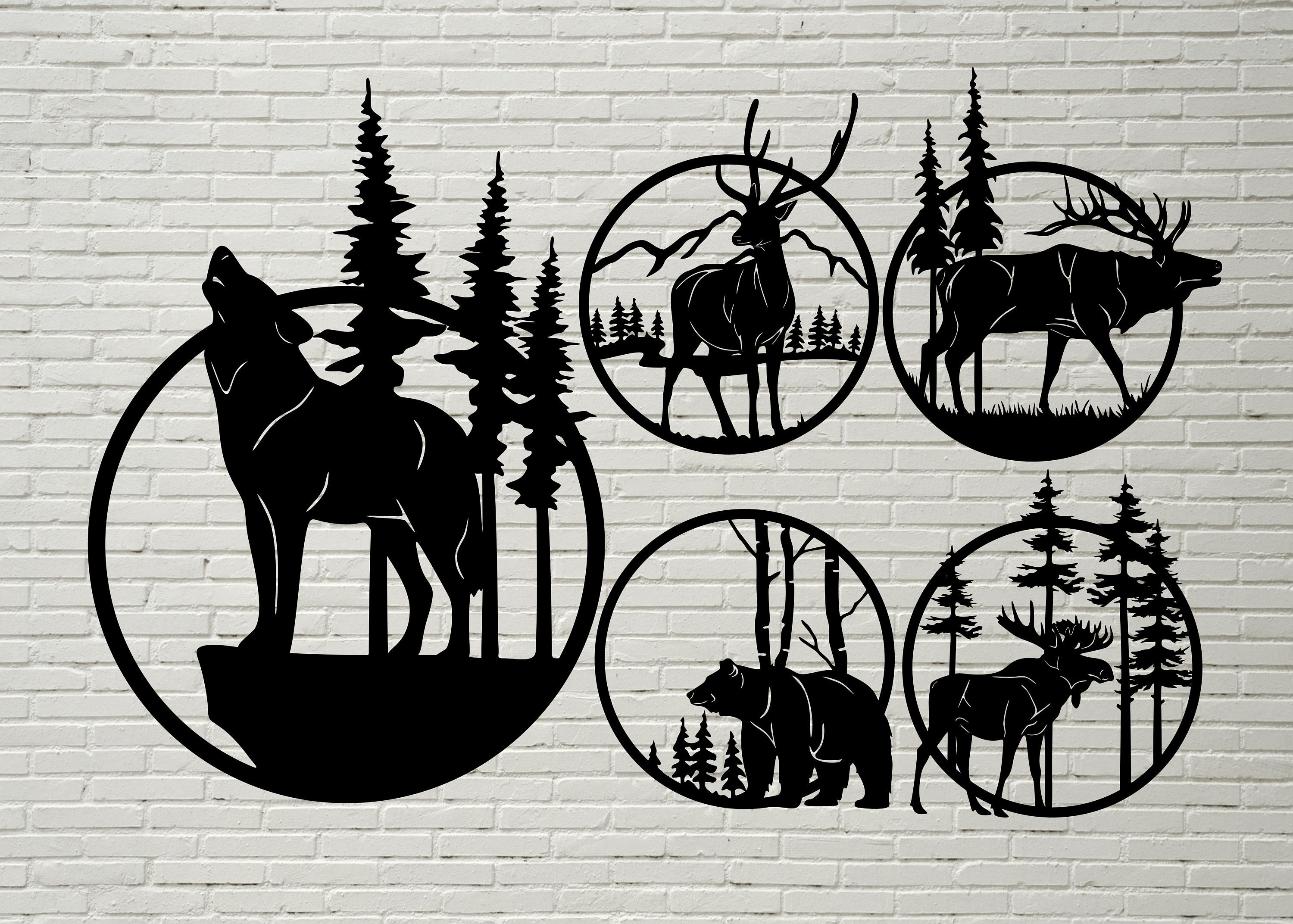 Download SVG Wildlife scene DXF Animals cut file for laser dxf for ...