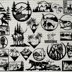 50 Cut Files Bundle, Dxf Dateien für Plasma, Laserschneiden, CNC, dxf Silhouette, Svg für Cricut, Holz Wandkunst, Metall Panel, Wildlife Schablone