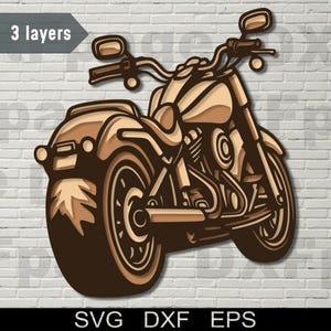 Motorrad mehrschichtige SVG, DXF Laserschnitt, mehrschichtiges Sperrholz, Fahrrad Papierschnitt, CNC-Fräser Schnittdatei, Cricut, 3D Mandala, Holz Dekor Vorlage