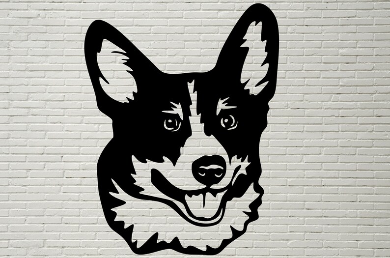 Download Corgi face SVG Corgi Silhouettes dxf Dog SVG Files for | Etsy