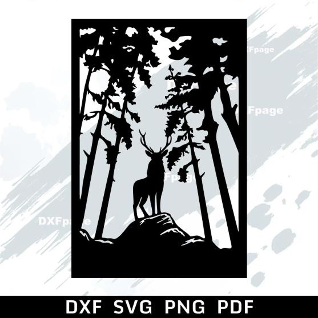 Deer Scene SVG DXF Laser Cut File, Cricut, Dxf Files for Plasma Cnc ...