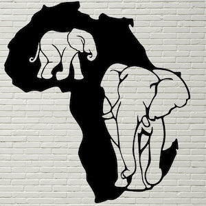 Afrika Karte Svg, Safari Tier Svg, Afrika Wild Life Clipart, cnc Dxf-Datei, Dxf für Plasma, Svg für Cricut, Elefant-Design, Elefant Vinyl