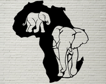 Africa Map Svg, Safari Animal svg, Africa Wild Life clipart, cnc dxf file, dxf for plasma, svg for Cricut, Elephant design, Elephant vinyl