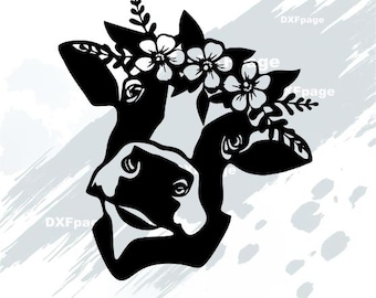 Cow Svg laser Cut File, Heifer svg, Silhouette dxf file, svg cricut file, Clipart, vinyl file, Cow head png, Farm animal