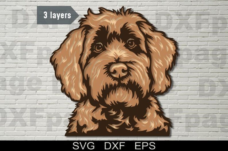 Cockapoo Cricut Cockapoo Dog Multilayer SVG, DXF 3D Dog, Layered Plywood Cut File ...