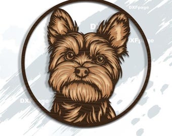 Yorkshire Terrier SVG multilayer, DXF 3D dog, Layered Plywood Cut file, Paper cutting, dxf file for laser cnc, cricut, 3D wood art