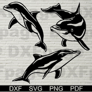 Delfine SVG, Delfin Dxf geschnitten Datei für Laser, Dxf für Plasma, CNC-Datei, Wand-Dekor, svg für Cricut, Silhouette Aufkleber, Delfin Clip Art Vinyl