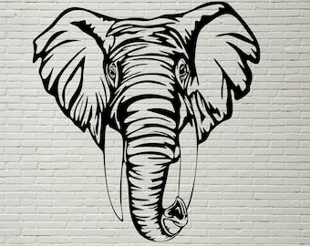 Elefante Svg Cortar Archivo, Safari Animal svg, Africa Wild Life, Siluetas archivo dxf, diseño divertido, Archivos para Cricut, Clip art, Vinilo elefante