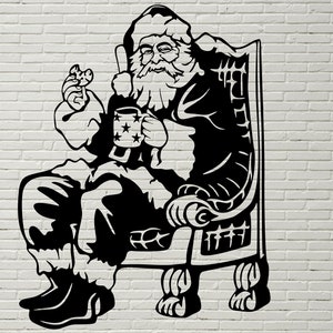 Papai Noel SVG, arquivo de corte do Pai Natal, silhuetas dxf, arquivos para Cricut, clipart da cadeira do Papai Noel, arte para impressão, cortadores de vinil, vetor