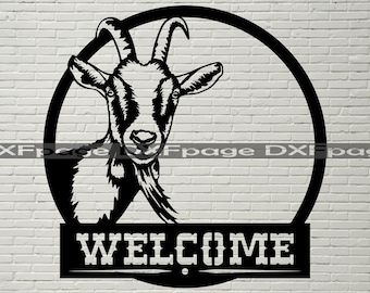 Welcome sign, Goat svg, DXF CNC, dxf file for laser, SVG File for Cricut, Silhouette dxf, farm animal svg,  dxf file for plasma, ranch decor