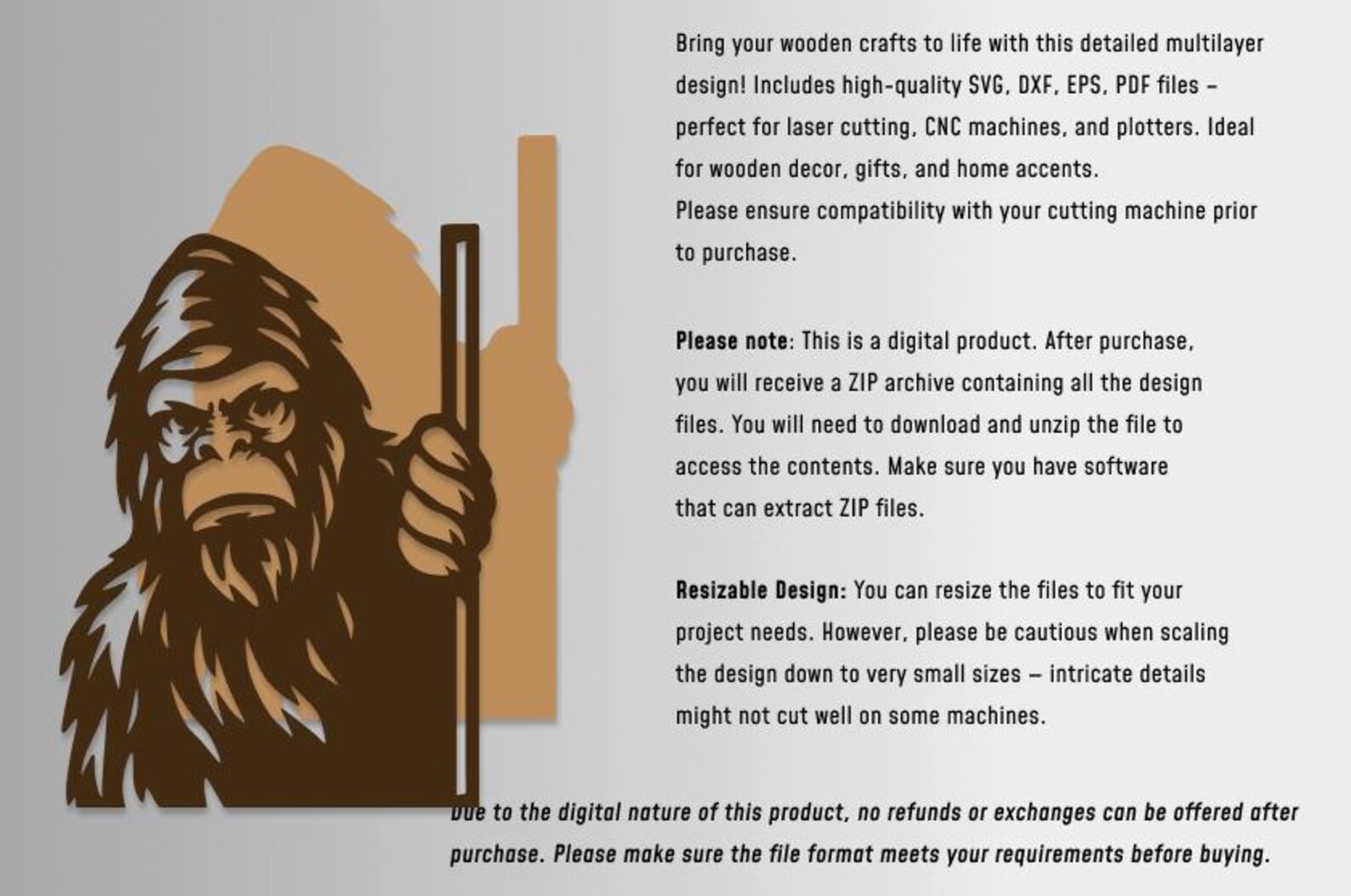 Bigfoot Multilayer SVG, DXF Laser Cut, 3D Layered Plywood, Paper ...