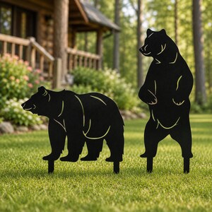 Bear Garden Stake SVG, Laser Cut File, Bear Metal  Yard Art, Lodge Decor, Hunting Cabin Decor, CNC Plasma DXF