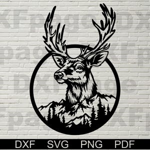 Deer head SVG, Animals cut file laser, dxf file for plasma, Elk cnc decor, svg for Cricut, papercut template, Sublimation, Clipart PNG