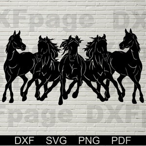 Wilde paarden SVG DXF, paard clipart, dieren gesneden bestand voor laser, dxf voor plasma, cnc-bestand, vinyl decor, svg voor Cricut paard silhouet sticker