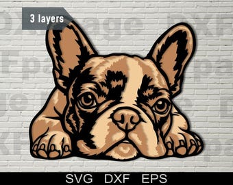 French Bulldog multilayer SVG, DXF laser cut, 3D dog, Layered Dog Plywood, Paper cutting, cnc, cricut, mandala, Wooden Decor Template