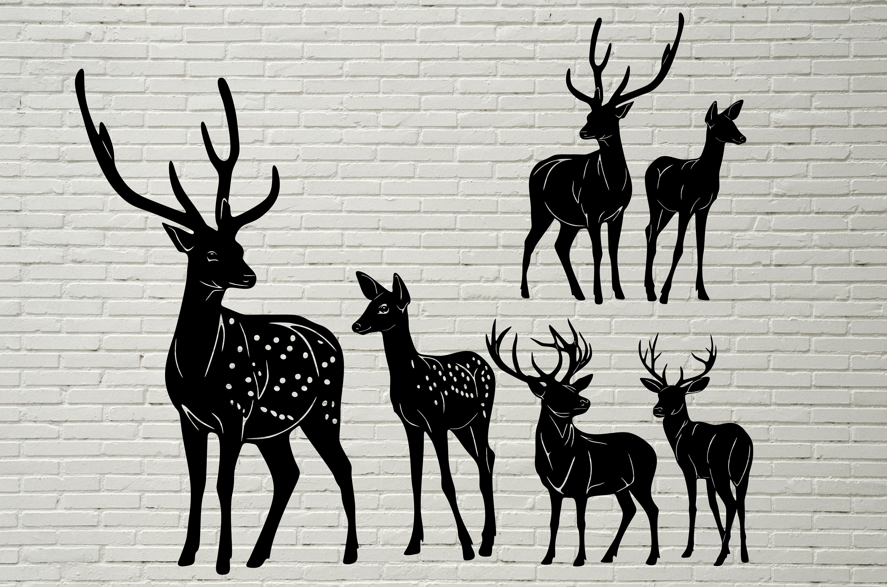 Deer Silhouette SVG DXF, Hunting Clipart, Wildlife cut laser, dxf for plasma, cnc file, vinyl decor, svg file for Cricut, Nature deer decal