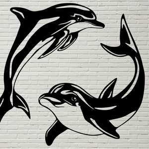 Dolphin SVG DXF, fichier Dolphin cut pour laser, dxf pour plasma, fichier cnc, décor mural, svg pour Cricut, décalcomanie Silhouette, vinyle Dolphin Clip Art