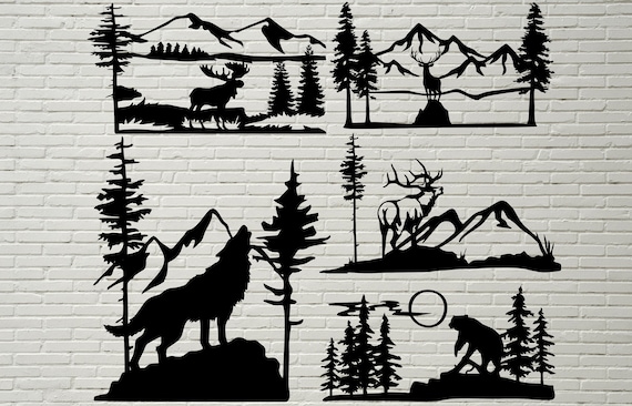 Wildlife stencil Dxf bundles, svg cut file, dxf files for plasma, dxf for laser, files for cnc, Laser Cutting, Vector Animals, wall decor