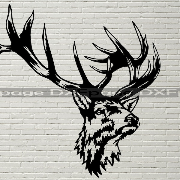Deer Head SVG DXF, Hunting Clipart, Wildlife cut laser, dxf pour plasma, fichier cnc, décor vinyle, fichier svg pour Cricut, décalque de cerf nature