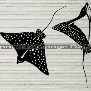 Stingray Svg, Manta ray, file DXF per plasma, taglio laser, cnc, svg per cricut, arte della parete in legno, pannello metallico, pesca clipart Ocean