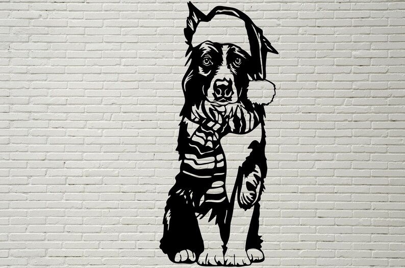 Download Christmas Border collie SVG Funny Dog Cut file Silhouettes ...