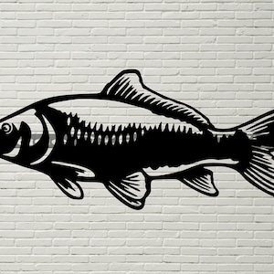 Karpfen Fisch SVG, DXF-Dateien für Laserschneiden, Laserschneiden, cnc, svg für Cricut, Holz Wandkunst, Metallplatte, Karpfenangeln Clipart, See Fluss Ozean