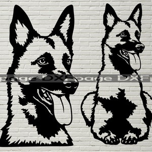 Malinois belga SVG, raza dxf, SVG para Cricut, clipart de perro Archivo de corte, retrato vectorial de madera, diseño de camisa de vinilo, archivo dxf para arte cnc láser