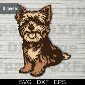 Yorkshire Terrier multilayer SVG, DXF Laserschnitt, 3D Hund, geschichtetes Sperrholz, Papierschnitt, cnc, cricut, Mandala, Holzdekor-Vorlage