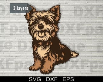 Yorkshire Terrier multilayer SVG, DXF laser cut, 3D dog, Layered Plywood, Paper cutting, cnc, cricut, mandala, Wooden Decor Template